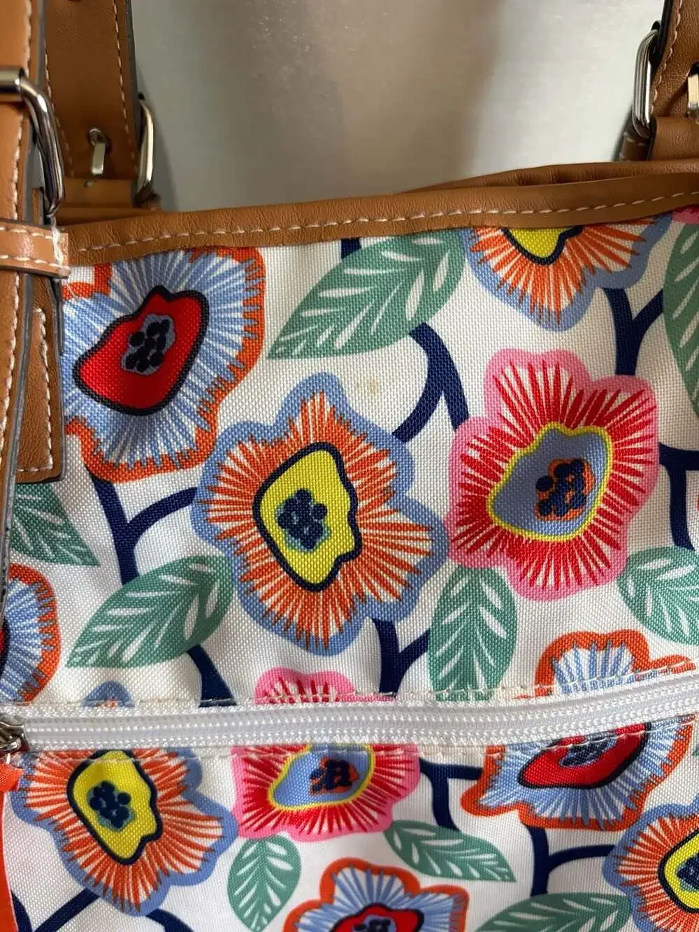 Lily Bloom Multi-Compartment Floral Canvas Shoulder Tote Bag